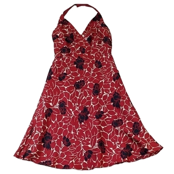 Ann Taylor~Size 2~Burgundy/Black Floral Silk Dress - Picture 4 of 11